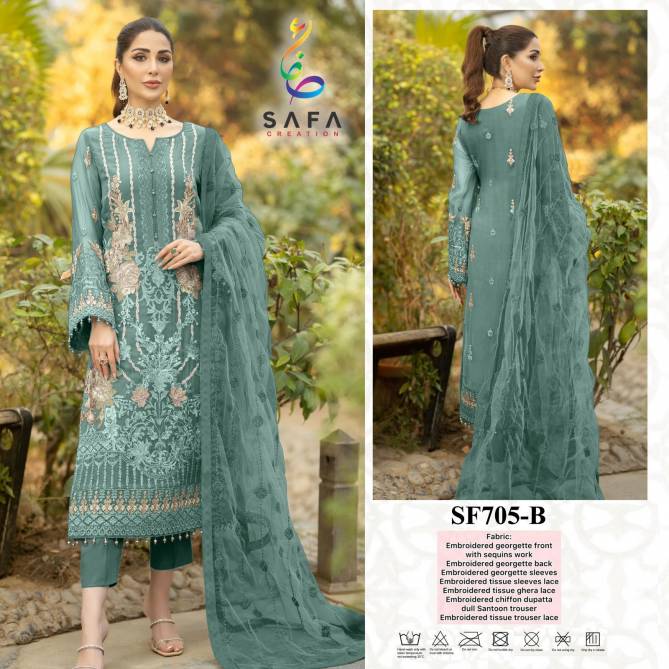 SF PK 705 Safa Embroidery Georgette Pakistani Suits Wholesale Price In Surat